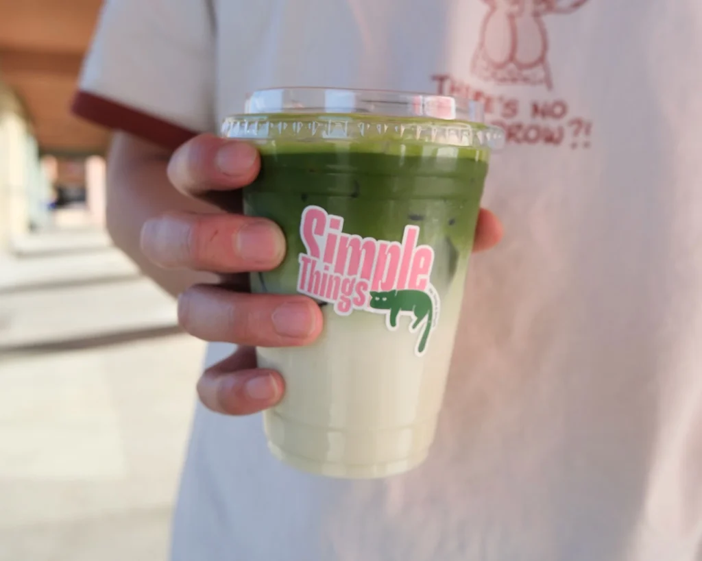 Iced matcha latte made with vibrant green matcha and milk.